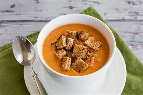 Creamy Tomato Soup With Garlic Toast Croutons Plant Fueled Life