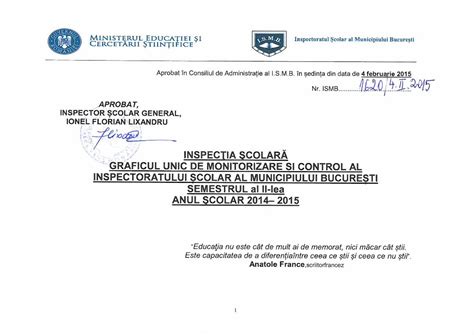 PDF Graficul Unic De Monitorizare Si Control Al ISMB Semestrul Al II