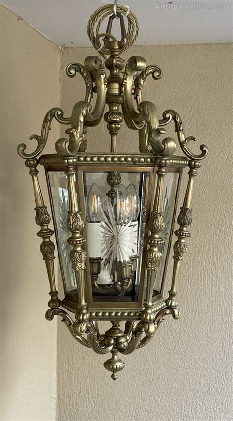 Antiques Atlas Impressive Triple Light Brass Hall Lantern As824a2339