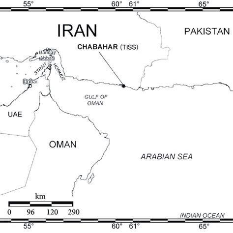 Map of sampling sites on the southeastern coast of Iran, Chabahar Bay ...