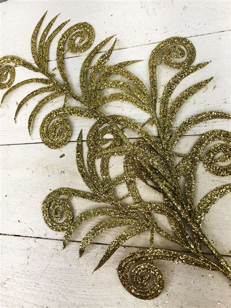 Gold Glitter Fern Stem Kelea S Florals