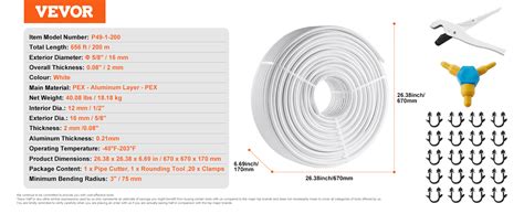 Vevor Pex Al Pex Tube M Mm Diameter Aluminum Plastic Composite