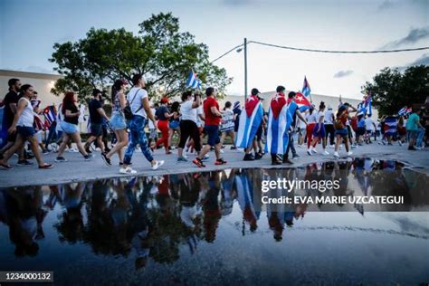 Us Cuban Protest Flag Photos And Premium High Res Pictures Getty Images