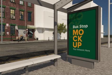 Bus Shelter Outdoor Sign Mockup Graphic By Shahsoft Creative Fabrica