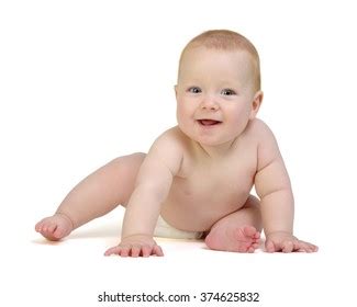 Photo De Stock Happy Naked Baby Isolated On White 127717736 Shutterstock