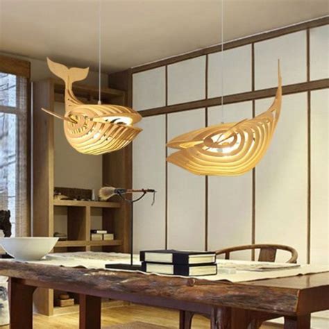 Whales Light Fixture HQ Wooden Pendant Lights Living Dining Room