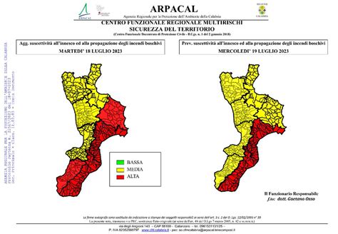 Incendi Arpacal Dirama Bollettino Di Rischio Su Tutta La Regione