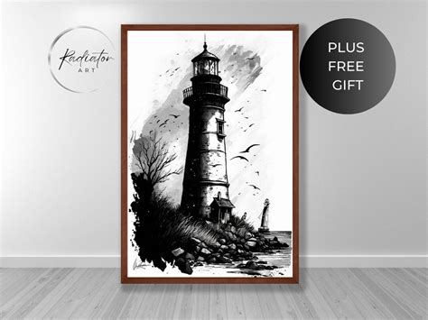 Lighthouse Ink Sketch Fine Art Print, Digital Print Art, Loose Ink ...