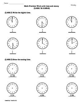 Time And Money Worksheets