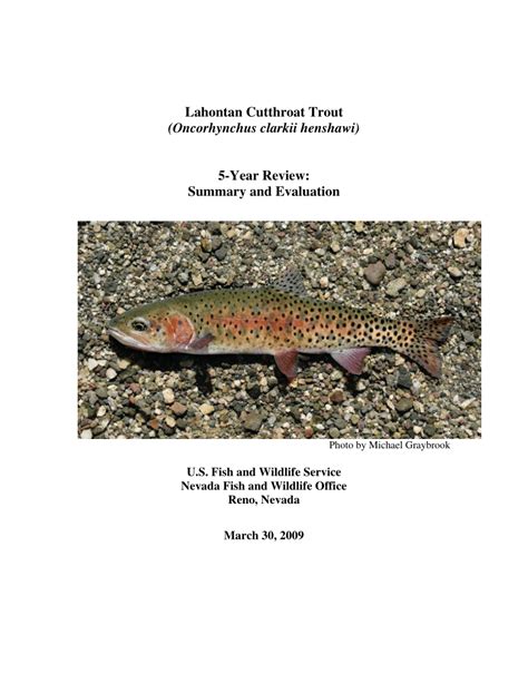 Pdf Lahontan Cutthroat Trout Oncorhynchus Clarkii Henshawi 5 Year