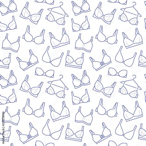 Image Vectorielle Stock Lingerie Seamless Pattern With Flat Line Icons Of Bra Types Woman