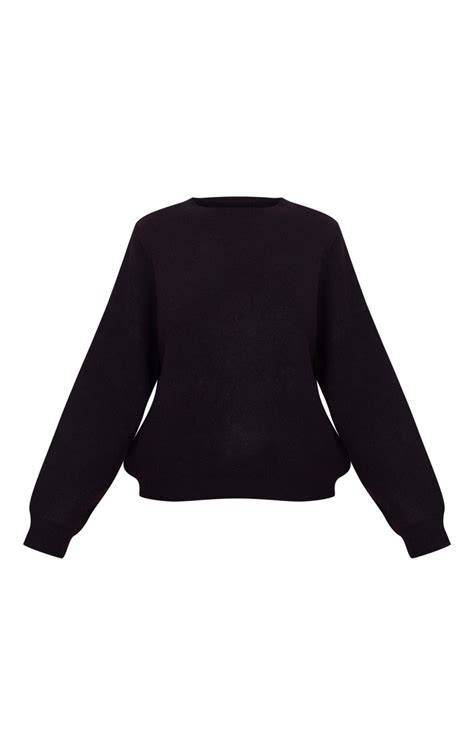 Black Oversized Knit Jumper | Knitwear | PrettyLittleThing