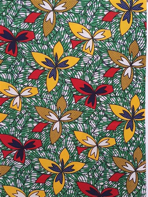 Tissus Africain Wax Imprim Motif Floral Multicolore Vert Etsy