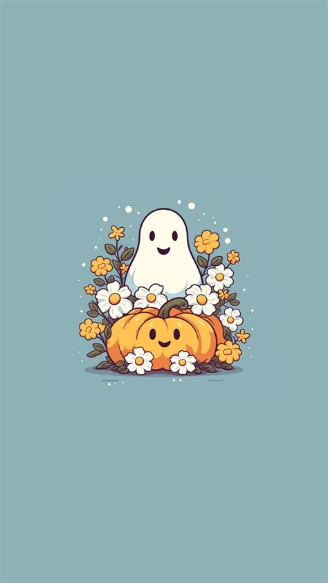 50 Ghost Phone Wallpapers 👻 Floral Pumpkin Aesthetic Halloween Lock Screen | Halloween wallpaper ...