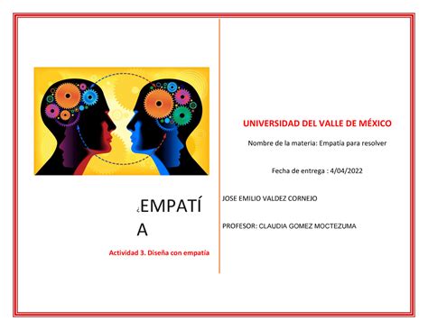 Actividad Empatia Para Resolver Pdf Empat A Actividad Dise A