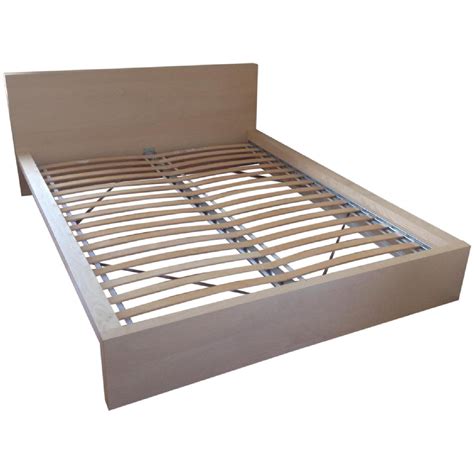 Ikea Skorva Malm Queen Size Bed Frame w/ Slatted Bed Base - AptDeco