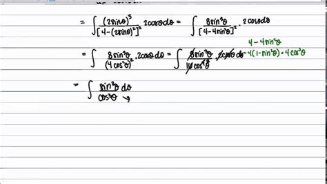 Trig Substitution Example 2 Youtube