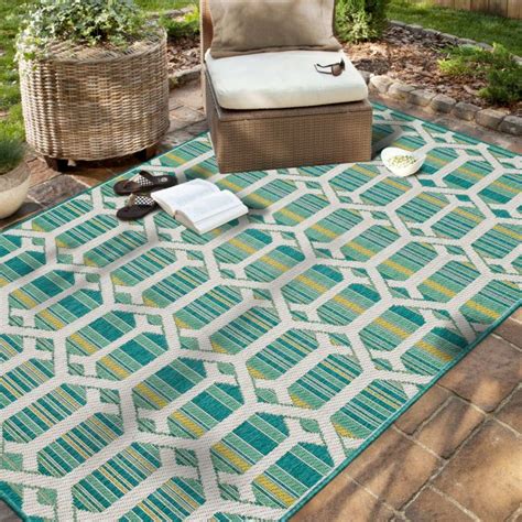 Mohawk Home MH Outdoor Hex Trellis Dark Teal 5 3 X 7 6 From