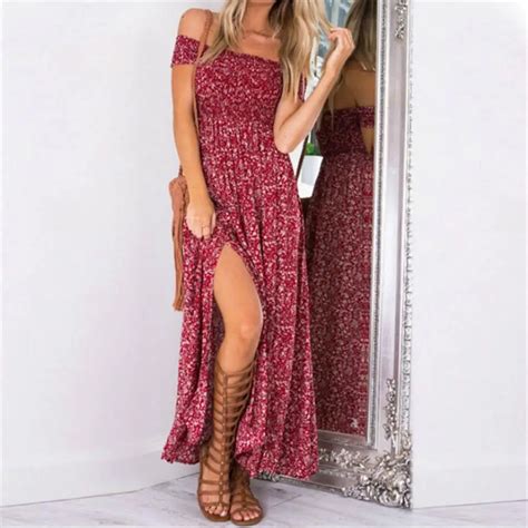 Sexy Strapless Beach Summer Dress Sundresses Vintage Bohemian Maxi