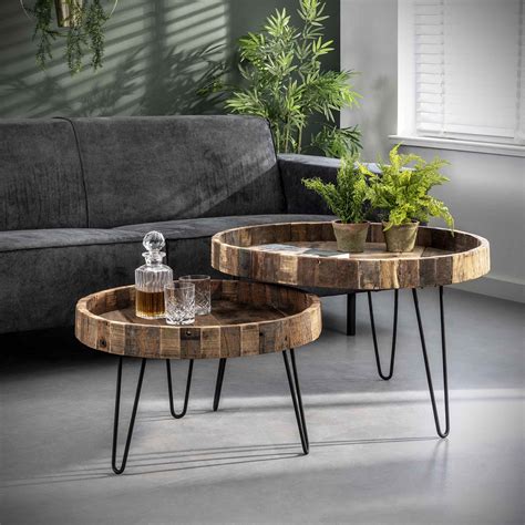 Table Basse Gigogne Bois Recyclé Brut 2 Pièces Pretoria Tables Basses Gigognes Pier Import