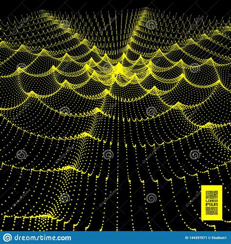 Ondas De La Part Cula Que Fluyen Fondo Ondulado De La Rejilla Ilustraci