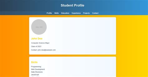 Create Student Profile Page Using Html And Css