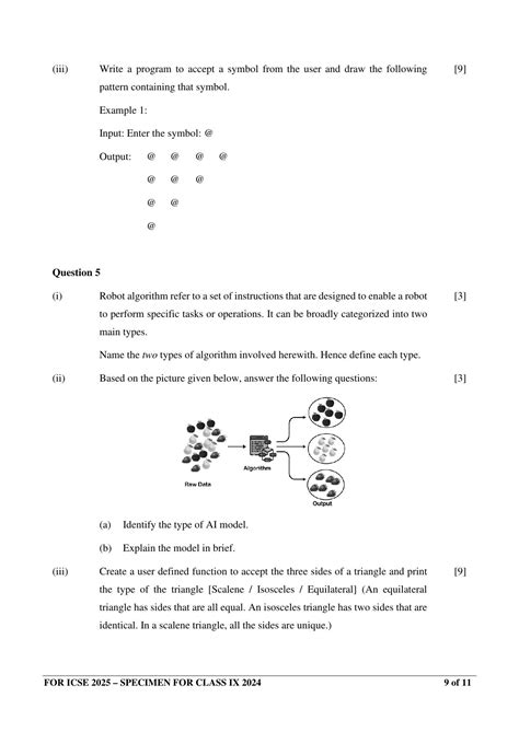 Icse Class 9 2024 Robotics And Artificial Intelligence Sample Paper