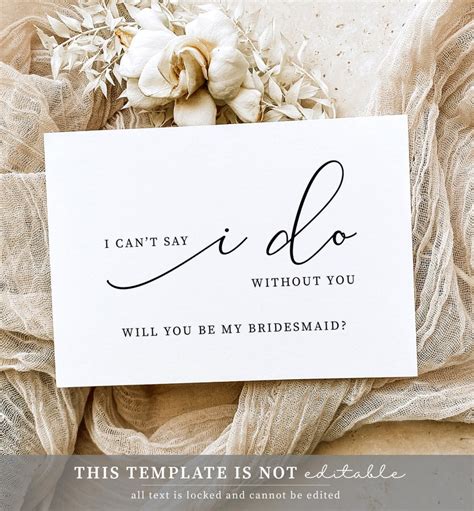 Printable Bridesmaid Proposal Card I Cant Say I Do Etsy