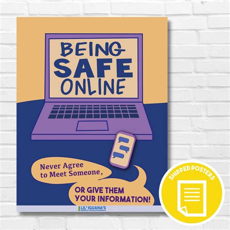 Printed Poster: Being Safe Online - Lil' Iguana