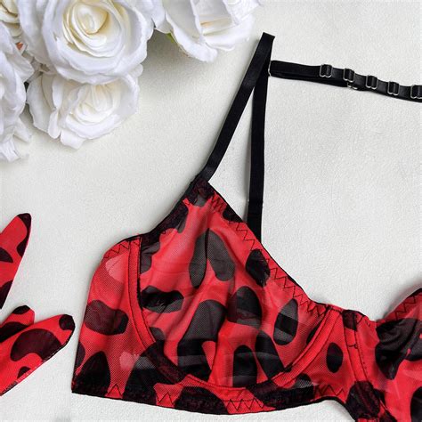 Leopard Lingerie Set With Garter Belts Free Shipping