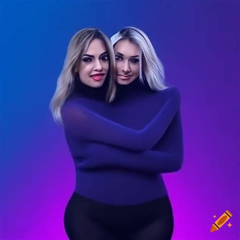 Two Women In Connected Turtleneck Sweater Creating An Illusion On Craiyon