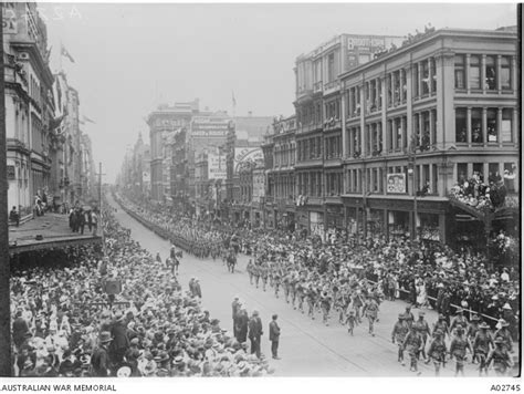 Crowds Line Collins Street Melbourne To Watch The Parade Of Colonel