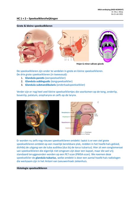 HC 1 2 Speekselklierafwijkingen Dr W L Weijs Do 21 Okt 2021 HC
