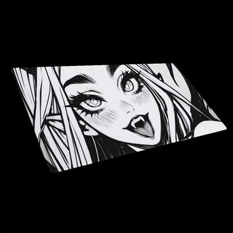 Waifu Deskmat Anime Mousepad Aesthetic Manga Girls Black White Anaglyph