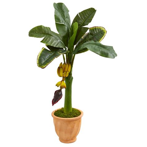 Nearly Natural 3ft Banana Artificial Tree In Planter Green Walmart