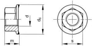 Écrou hexagonal autofreiné à embase crantée DIN 6923 Acier Electro