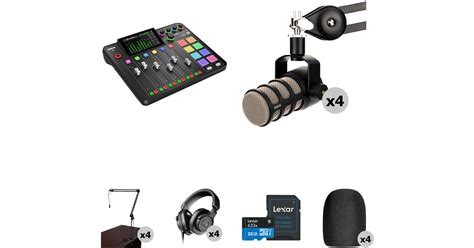 RODE RODECaster Pro II 4 Person Podcasting Kit With PodMics