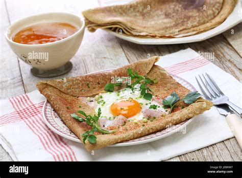 Galette Sarrasin Buckwheat Crepe French Brittany Cuisine Stock Photo