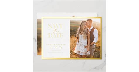 Photo Gold Foil Save The Date Foil Invitation | Zazzle