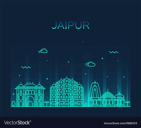 Jaipur Skyline Trendy Linear Royalty Free Vector Image