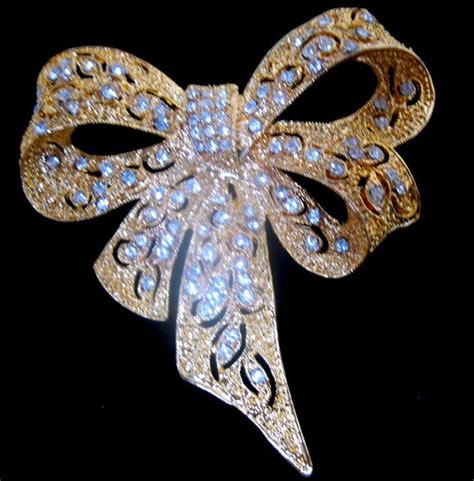 Vintage Crystal Rhinestone Bow Pin Brooch