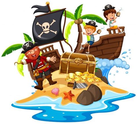 Пират и счастливые дети на острове in 2021 | Pirate kids, Happy kids ...