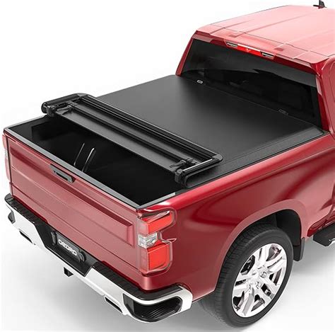 Oedro Soft Quad Fold Truck Bed Tonneau Cover Compatible With 2019 2023 Chevy