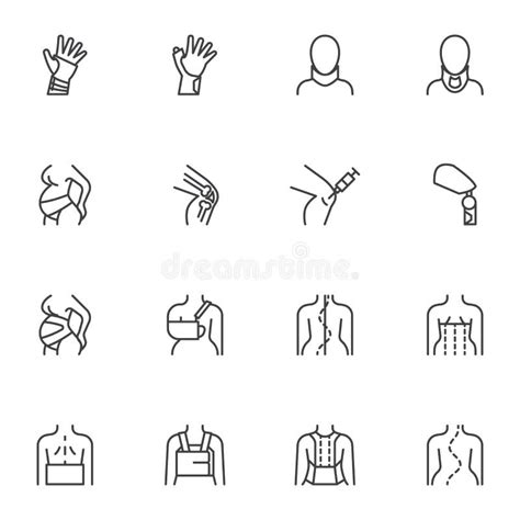 Orthopedic Rehabilitation Line Icons Set Stock Vector Illustration Of