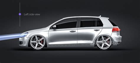 Volkswagen Golf Mk6 5 Doors Glossy Finish All Sides Car Mockup Templ Wrap