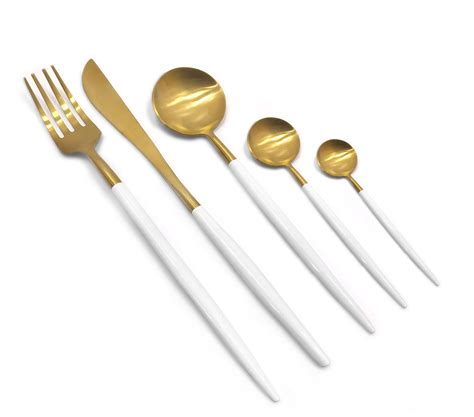 Gold Flatware Set With Black Resin Handle