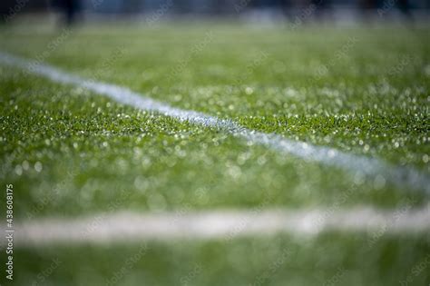 Soccer Field For Championship The Marking Of The Football Field On The Green Grass White Line