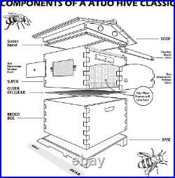 Wooden Bee Hive Box Beekeeping Beehive House Pcs Auto Honey Frames