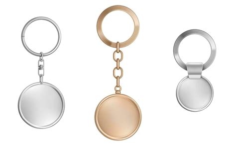 Keychains metal round keyring holders isolated set 23394007 Vector Art ...