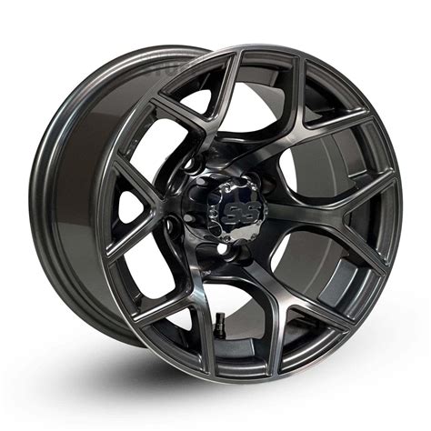 12 Rally Gunmetal Gray And Machined Golf Cart Wheels 12x7 Et 25 Off